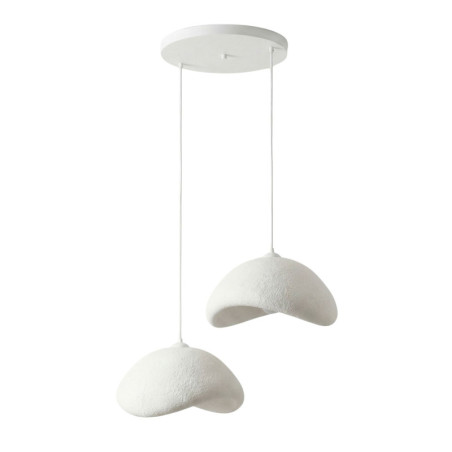 Suspension Luminaire en métal et fibre de verre blanc 52 x 40 cm hauteur réglable 50 à 115 cm 2 lumières E27 40 W IP20