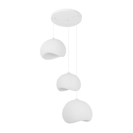 Suspension Luminaire en métal et fibre de verre blanc 34 x 29 cm hauteur réglable 30 à 120 cm 3 lumières E27 40 W IP20
