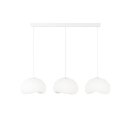 Suspension Luminaire en métal et fibre de verre blanc 34 x 29 cm hauteur réglable 30 à 120 cm 3 lumières E27 40 W IP20