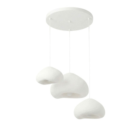 Suspension Luminaire en métal et fibre de verre blanc 50 x 46 cm hauteur réglable 50 à 115 cm 3 lumières E27 40 W IP20