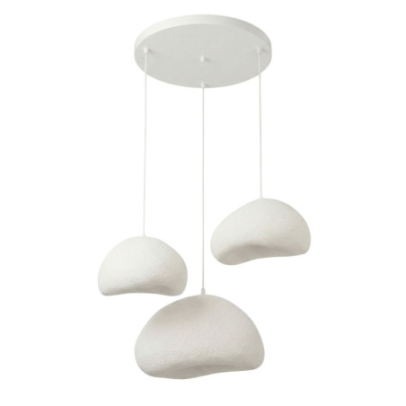 Suspension Luminaire en métal et fibre de verre blanc 50 x 44 cm hauteur réglable 50 à 115 cm 3 lumières E27 40 W IP20