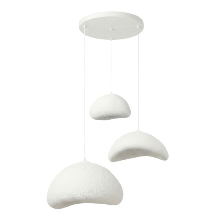 Suspension Luminaire en métal et fibre de verre blanc 52 x 40 cm hauteur réglable 50 à 115 cm 3 lumières E27 40 W IP20