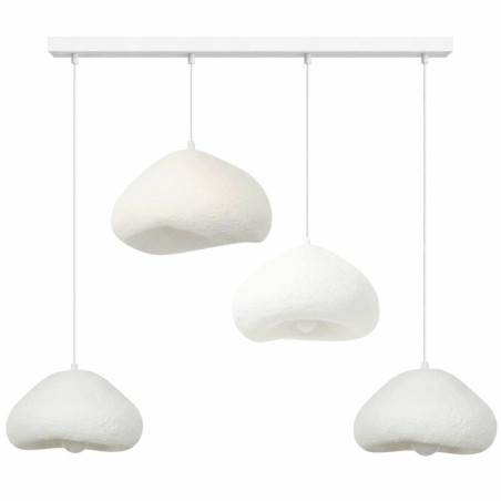Lustre Luminaire en métal blanc - 50 × 46 × H 50 à 110 cm - 4 x E27 Max 40W - IP20