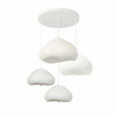 Lustre Luminaire en métal et fibre de verre blanc - 50 × 46 × H 50 à 110 cm - 4 x E27 Max 40W - IP20