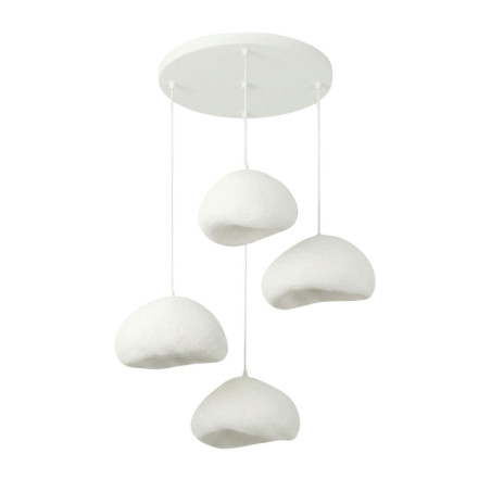 Lustre Luminaire en métal et fibre de verre blanc - 50 × 46 × H 50 à 115 cm - 4 x E27 Max 40W - IP20
