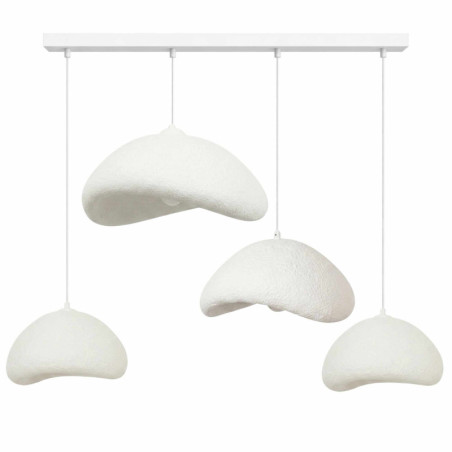 Lustre Luminaire en métal blanc - 52 × 40 × H 50 à 110 cm - 4 x E27 Max 40W - IP20