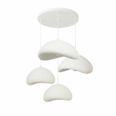 Lustre Luminaire en métal et fibre de verre blanc - 52 × 40 × H 50 à 110 cm - 4 x E27 Max 40W - IP20