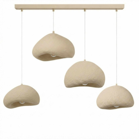 Lustre Luminaire en métal écru - 50 × 46 × H 50 à 110 cm - 4 x E27 Max 40W - IP20