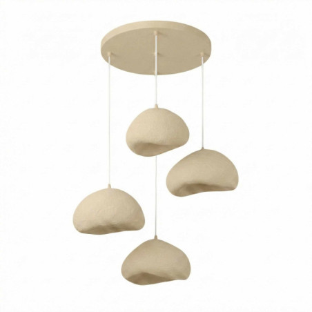 Lustre Luminaire en métal écru - 50 × 46 × H 50 à 110 cm - 4 x E27 Max 40W - IP20