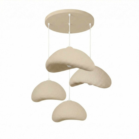 Lustre Luminaire en métal écru - 52 × 40 × H 50 à 110 cm - 4 x E27 Max 40W - IP20