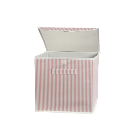 Panier de rangement en polyester rose et blanc - L 30 × P 30 × H 30 cm