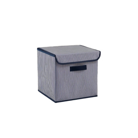 Boîte de rangement en polyester bleu marine - L 30 × P 30 × H 30 cm