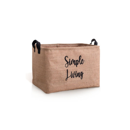Panier de rangement en polyester marron clair - L 30 × P 22 × H 18 cm