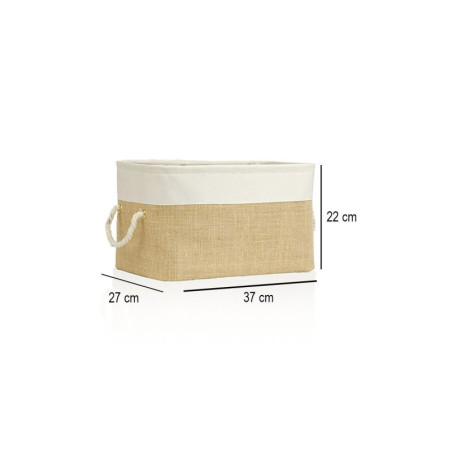 Panier de rangement en jute naturel et blanc - L 37 × P 27 × H 25 cm