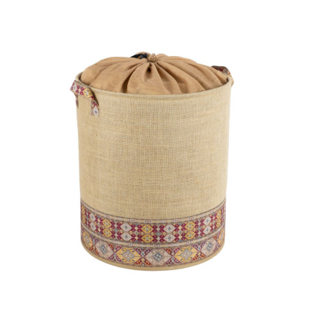 Panier de rangement en jute multicolore - L 37 × P 37 × H 40 cm