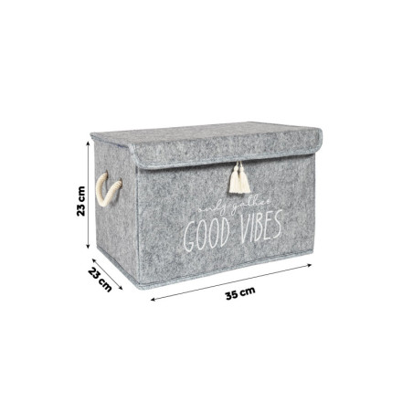Panier de rangement en feutre gris - L 35 × P 23 × H 23 cm