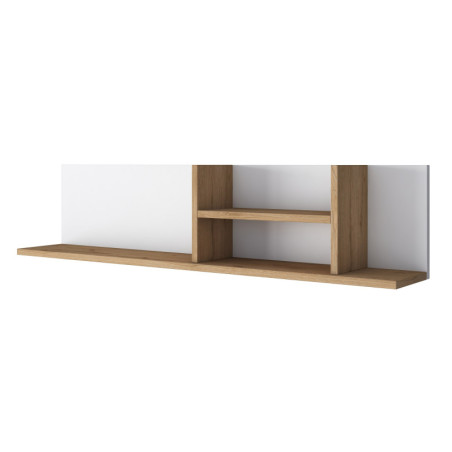 Étagère murale Rangement en Bois MDF blanc et noyer - L 120 × P 19,8 × H 25 cm
