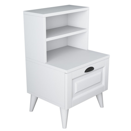 Table de chevet en Bois MDF blanc - L 45 × P 40 × H 74,4 cm - Style Scandinave