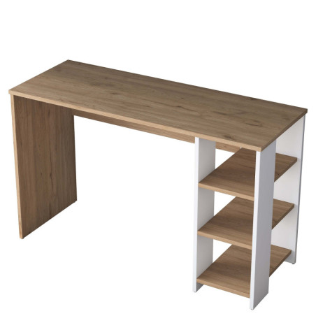 Bureau d'étude en Bois MDF noyer et blanc - L 120 × P 45 × H 73,8 cm