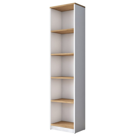Bibliothèque Étagère en Bois MDF blanc et noyer - L 40 × P 25 × H 161,8 cm