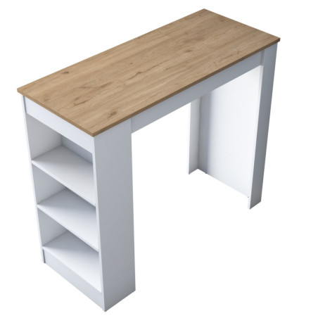 Table de cuisine en Bois MDF noyer et blanc - L 120 × P 50 × H 100 cm - Style Scandinave