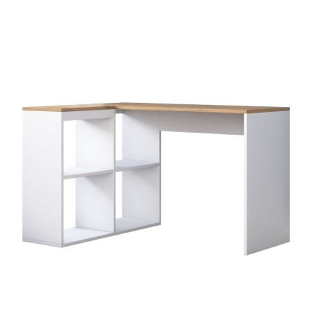 Bureau d'étude en Bois MDF chêne et blanc - L 120 × P 50 × H 74,8 cm