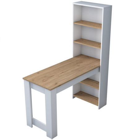Table de cuisine en Bois MDF noyer et blanc - L 120 × P 53,8 × H 153,6 cm - Style Scandinave