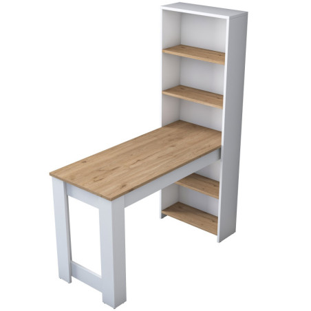 Coiffeuse Table de maquillage en Bois MDF noyer et blanc - L 120 × P 53,8 × H 153,6 cm