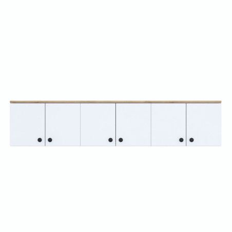 Armoire multifonction en Bois MDF noyer et blanc - L 179,6 × P 37,5 × H 43,6 cm