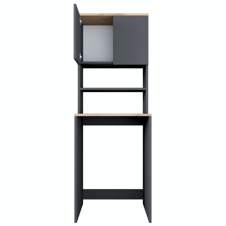 Meuble pour lave-linge en Bois MDF noyer et anthracite - L 65 × P 60 × H 183,6 cm