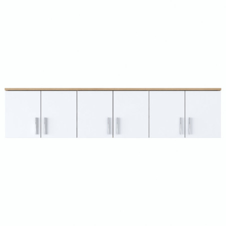 Étagère murale Rangement en Bois MDF noyer et blanc - L 180 × P 37,5 × H 41,4 cm
