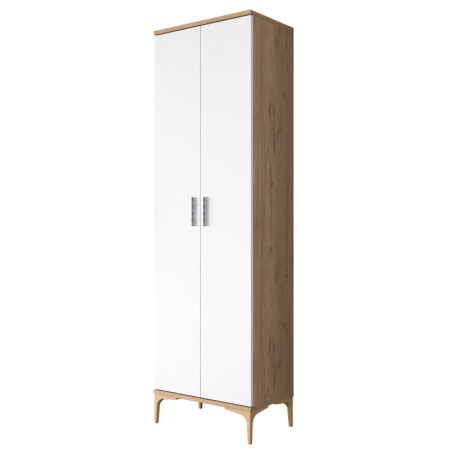 Armoire multifonction en Bois MDF noyer et blanc - L 60 × P 37,5 × H 198,6 cm