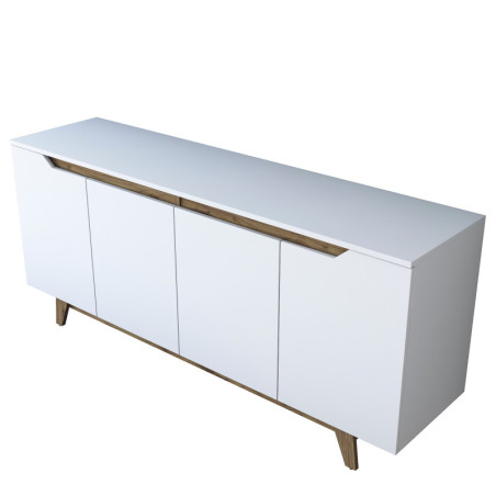 Console Meuble dentrée en Bois MDF blanc et noyer - L 180 × P 45 × H 78,6 cm