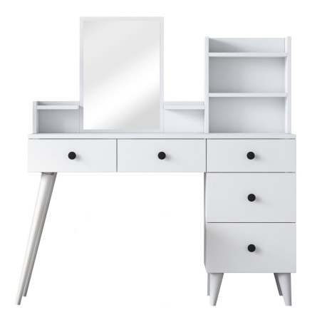 Coiffeuse Table de maquillage avec miroir en Bois MDF blanc - L 125 × P 40 × H 93,8 cm
