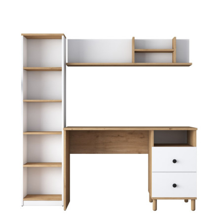 Bureau détude en Bois MDF noyer et blanc - L 120 × P 50 × H 161,8 cm