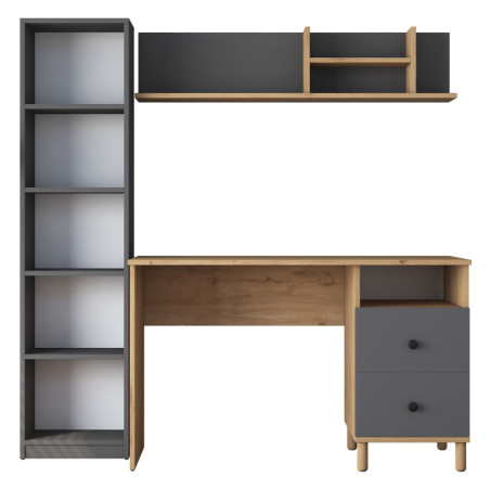 Bureau détude en Bois MDF noyer et anthracite - L 120 × P 50 × H 161,8 cm
