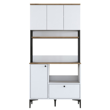 Armoire multifonction en Bois MDF blanc et noyer - L 90 × P 38 × H 184,2 cm
