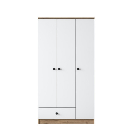 Armoire penderie en Bois MDF noyer et blanc - L 90 × P 42,5 × H 170 cm - Style scandinave
