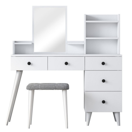 Coiffeuse Table de maquillage en Bois MDF blanc - L 125 × P 40 × H 93,8 cm