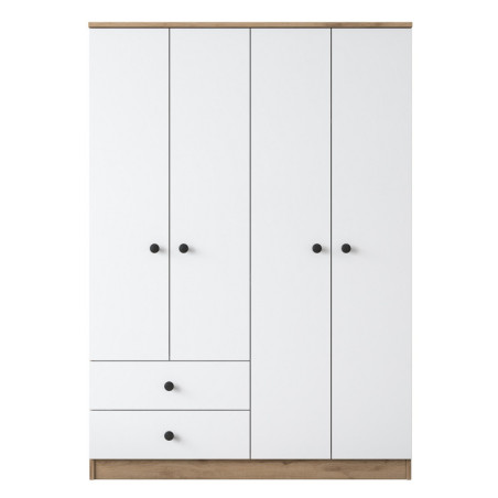 Armoire penderie en Bois MDF noyer et blanc - L 120 × P 42,5 × H 170 cm - Style scandinave