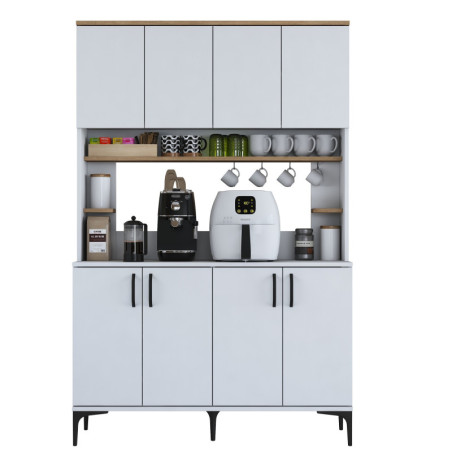 Armoire multifonction en Bois MDF blanc et noyer - L 120 × P 40 × H 187,2 cm