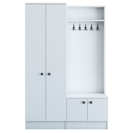Meuble dentrée Vestiaire en Bois MDF blanc - L 119,6 × P 37,3 × H 182,8 cm - Style scandinave