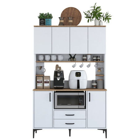 Armoire multifonction en Bois MDF blanc et noyer - L 120 × P 40 × H 184,2 cm
