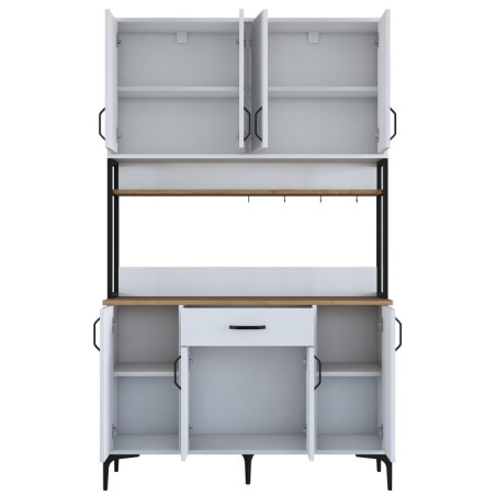 Armoire multifonction en Bois MDF noyer et blanc - L 120 × P 40 × H 198,6 cm