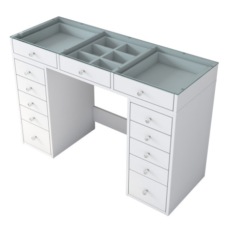 Coiffeuse Table de maquillage en Bois MDF blanc - L 120 × P 44,5 × H 79,8 cm