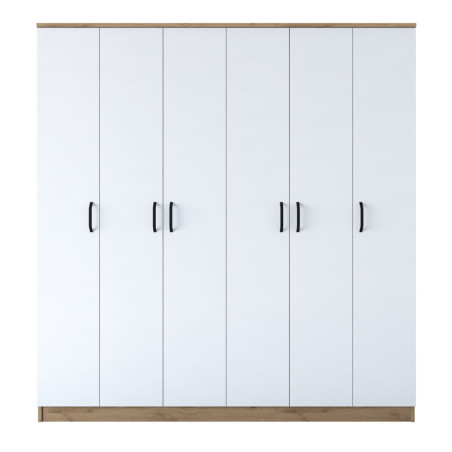Armoire penderie en Bois MDF noyer et blanc - L 180 × P 47,3 × H 190,8 cm