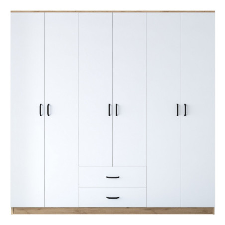 Armoire penderie en Bois MDF noyer et blanc - L 210 × P 51,5 × H 210 cm