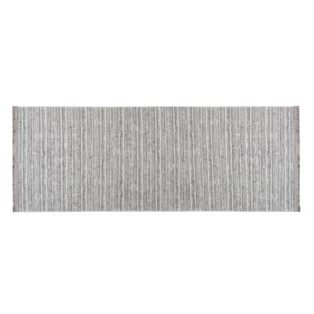 Tapis de couloir en coton, polyester et chenille gris - 75 × 150 cm - Hauteur de poils 6 mm - Lavable en machine à 30 °C