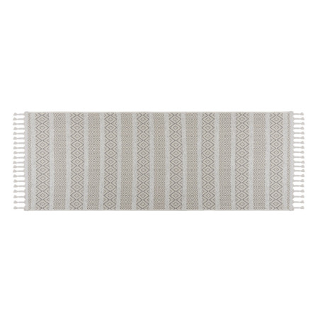 Tapis de couloir en coton, polyester et chenille blanc - 100 × 200 cm - Hauteur de poils 6 mm - Lavable en machine à 30 °C