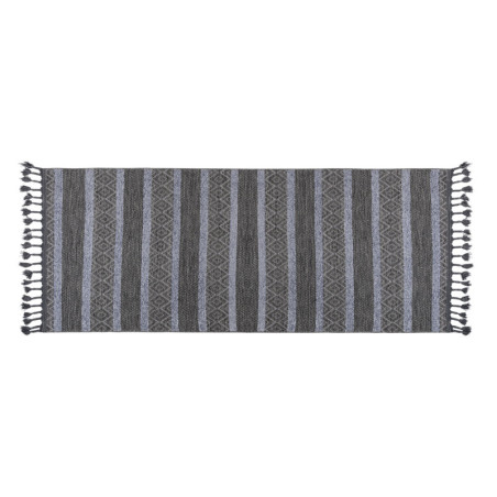 Tapis de couloir en coton, polyester et chenille anthracite - 100 × 200 cm - Hauteur de poils 6 mm - Lavable en machine à 30 °C